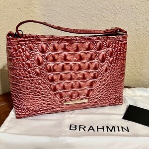 NWT BRAHMIN LORELEI DARK PINK/BURGUNDY OMBRE MELBOURNE HANDBAG